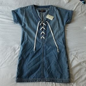 Lucky Brand Denim Jean Lace Up Mini Dress